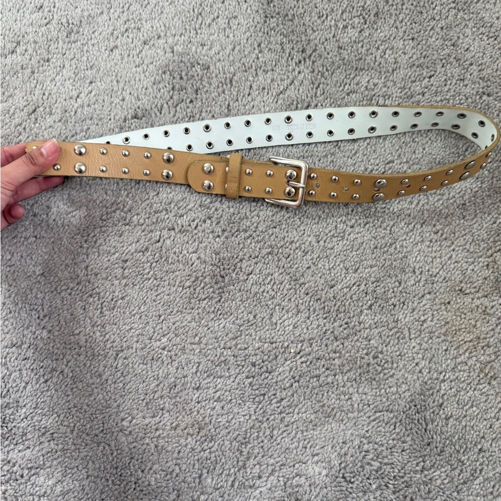 TAN STUDDED GROMMET BELT